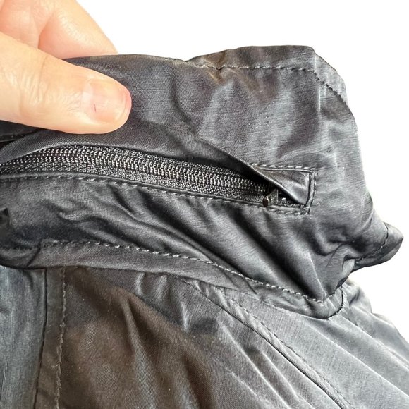 Eileen Fisher Jacket Womens Large Black Fleece Lined Removable Hood High Neck - Picture 10 of 16